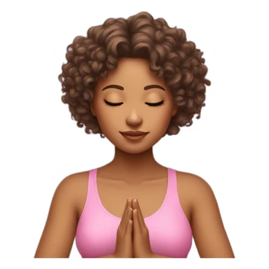 curly hair girl doing meditation wearing pink sticker
