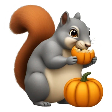 Fat squirrel eating a pumpkin  sticker