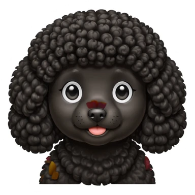 black poodle, round face sticker