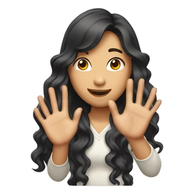asian girl with long wavy hair raising hand sticker