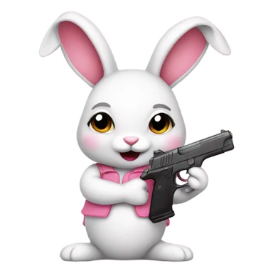 Cute girl bunny with a girl pink gun sticker
