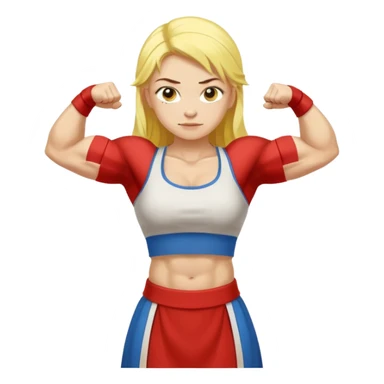 slavic girl, medium size yellow hair, flexing muscles, full body, muscled, with traditional slavic outfit sticker