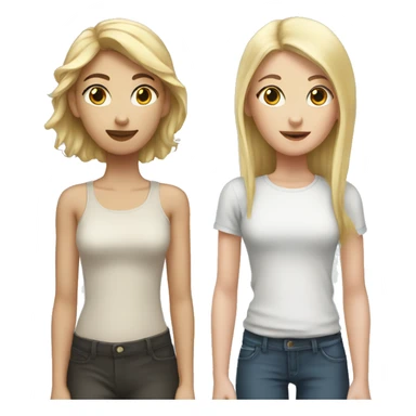tall blonde girl and short brunette girl  sticker