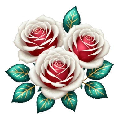 Glitter White Roses sticker