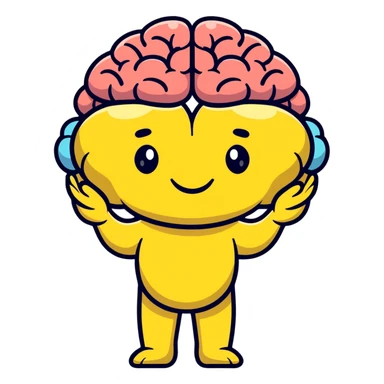 cute brain with a smiling face, arms and legs sticker