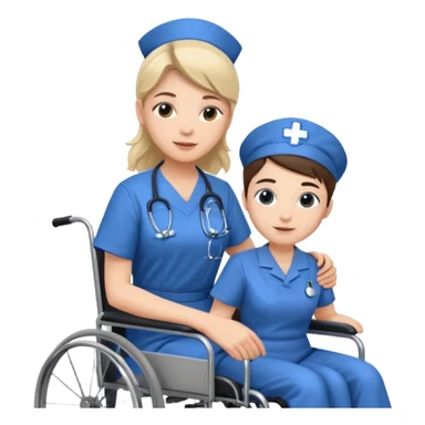 a nurse is taking care of a patient in wheelchair sticker