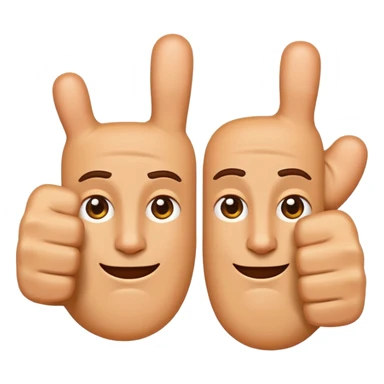Design a single emoji that merges thumbs-up and thumbs-down into one clear glyph (ambivalent reaction). Use a flat emoji style, clean vector edges, center composition, 1:1 canvas, transparent background. The two thumbs interlock in a yin-yang style or a split-down-the-middle hybrid,  sticker