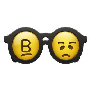 yellow emoji with "B" letter shape glasses sticker