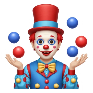 circus juggler clown juggling balls blue and white and red sticker