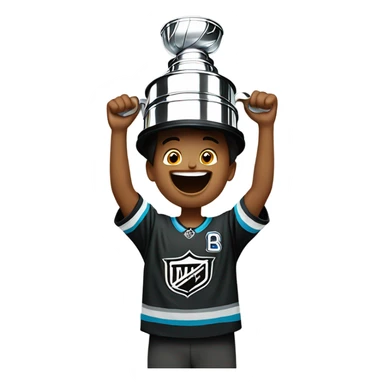 kid holding Stanley Cup trophy  sticker