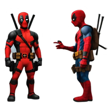 Deadpool qui fait un câlin à spiderman sticker