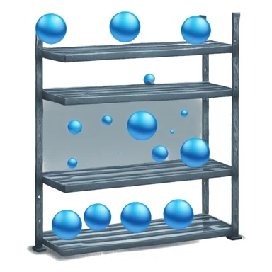 tall metal shelves with many blue orb prophecies sticker