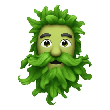 Green man with mustache and seaweed hair sticker