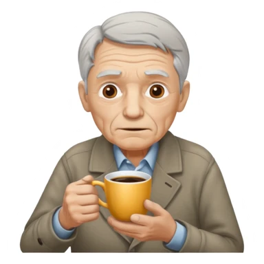 Blind grandpa having a cup of coffee and waiting for his daughter ￼ sticker