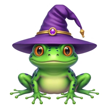 frog wear purple wicth hat sticker