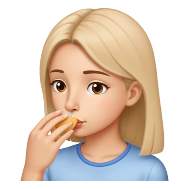 Girl sniffing with nose facing screen sticker