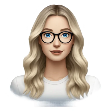 Shoulder length Balayage pale model lady with glasses and blue eyes  sticker