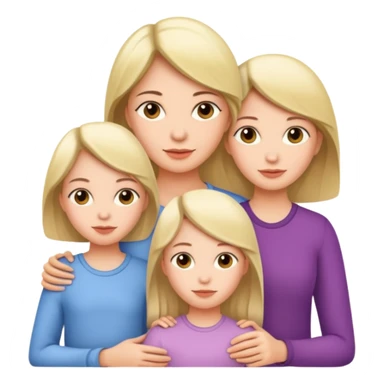 Mother with three daughters below her  sticker