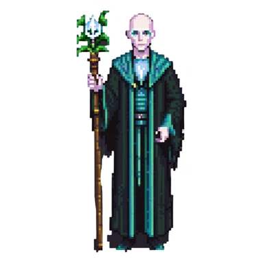 Lord Voldemort with pale face and wand sticker