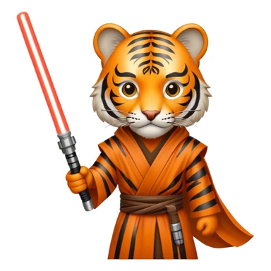 Tiger jedi knight with lightsaber sticker