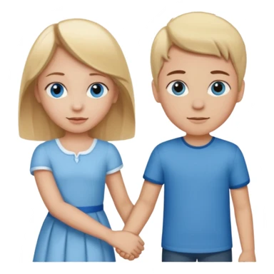 Girl with blonde hair and blue eyes holding hands with a boy with brown hair  sticker