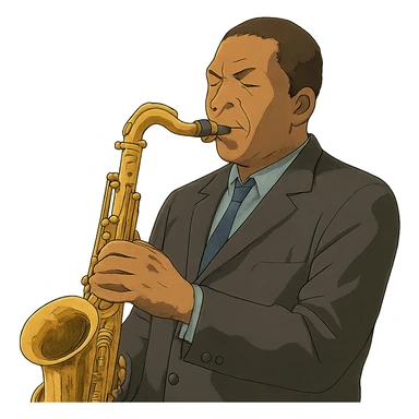 John Coltrane playing saxophone sticker