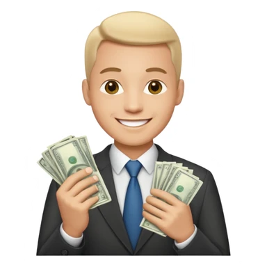 happy businessman with money sticker