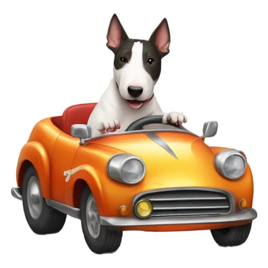 bull terrier driving sports car cool sticker