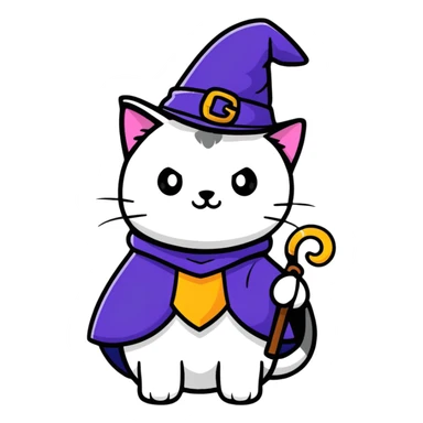 wizard cat cute cartoon sticker sticker