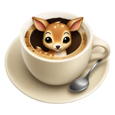 Baby deer in a cup of coffee sticker