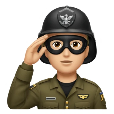Soldier saluting with helmet + black mask sticker
