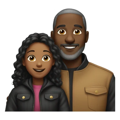 happy black dad and black daughter in stylish jackets sticker