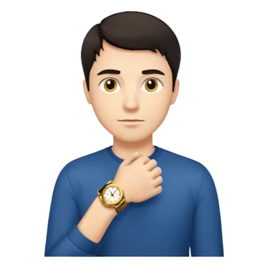 A man with a lot of money and short hair, with a gold watch sticker