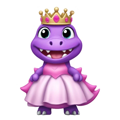 dinosaur with a pink girly crown and a princess dress  sticker