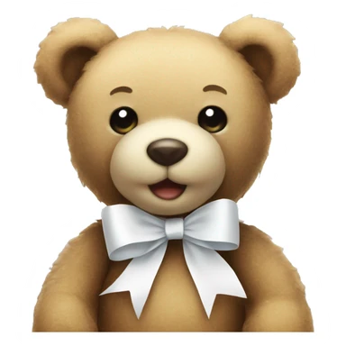 Teddy bear with a white ribbon sticker