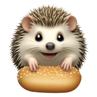 Hedgehog eating a bun sticker
