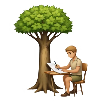 Man measuring shadows of a tree and writing down the data. sticker