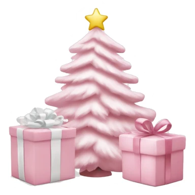 Light pink Christmas gifts under a white Christmas tree  sticker