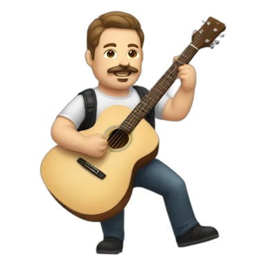 white man with combed back short brown hair and mustach playing a guitar chubby sticker