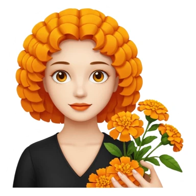 woman holding marigolds sticker