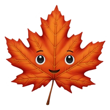 emoji, feuille d'érable couleur vermeille, deux yeux ronds noirs brillants sticker