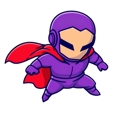 Magneto Marvel villain with red helmet and purple cape using magnetic powers sticker