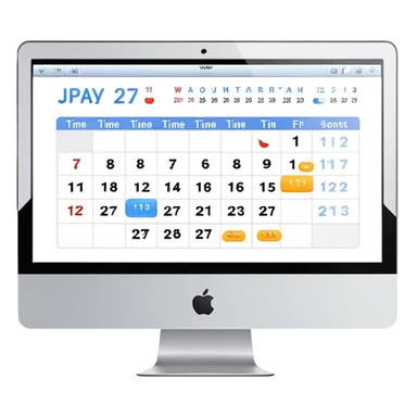 iMac screen showing day view calendar with time slots and booked appointments sticker