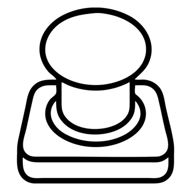 outlined black icon of a red button sticker