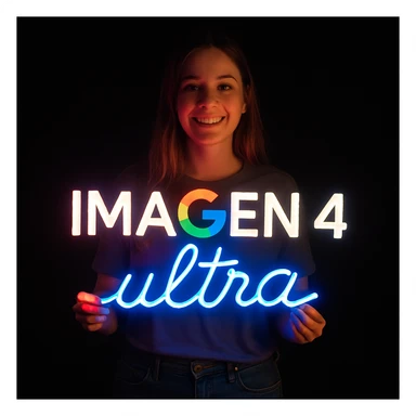 make a girl holding this sign, but sign in made of neon, also add ultra below the sign sticker
