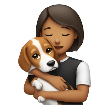 girl hugs beagle sticker