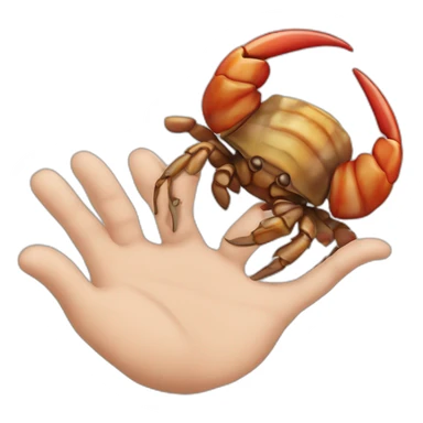 A hermit crab that is a human hand sticker
