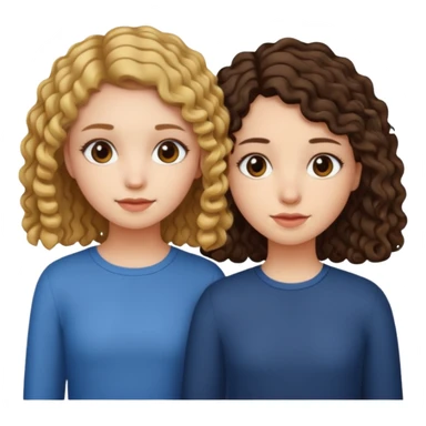 Best friends short straight hair girl and long curly hair girl sticker