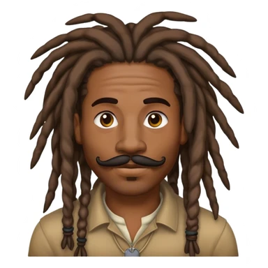 A black men with dreads and a moustache  sticker