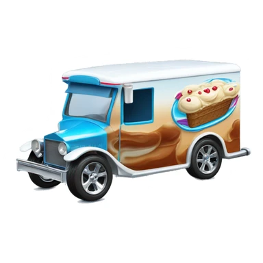 Hot wheels style, ice cream truck from 1912 with wide chrome mag wheels, blue, no ice cream on top of truck sticker